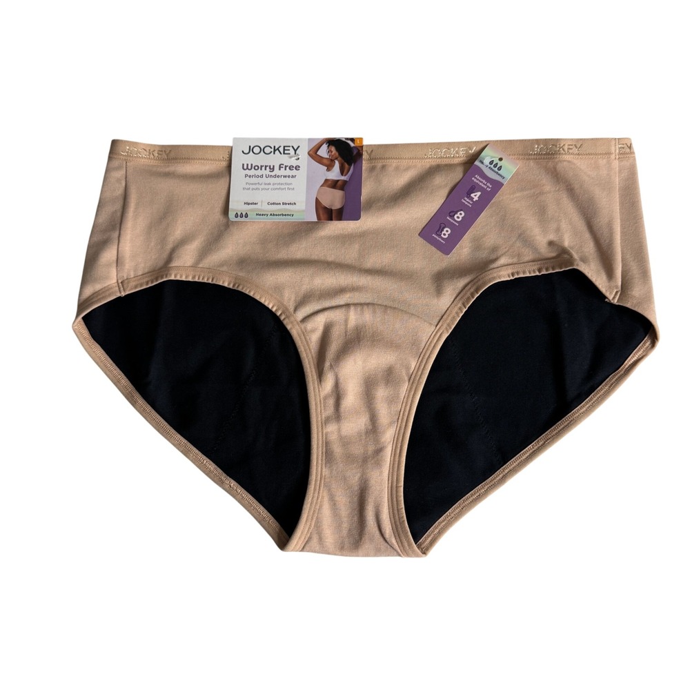 Jockey Worry Free Period Underwear Hipster‎ Heavy Absorbency Womens Large NEW